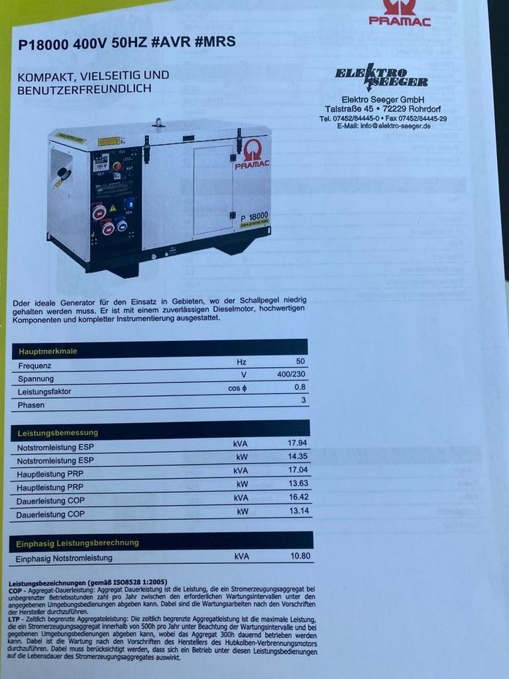 Pramac P 18000 – Bedienfeld und Steckdosen